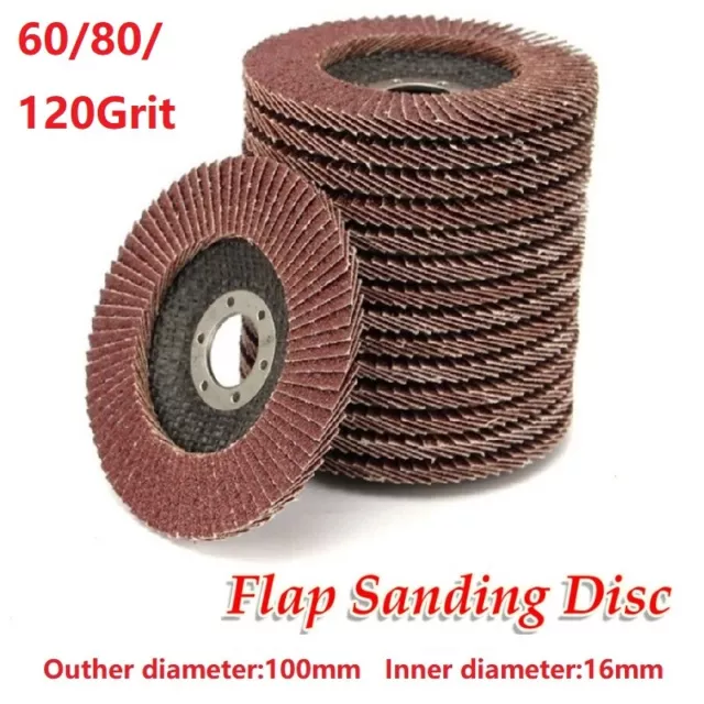 2PC FLAP DISCS 100mm 4 inch SANDING Angle Grinder GRINDING WHEELS 60/80/120 GRIT