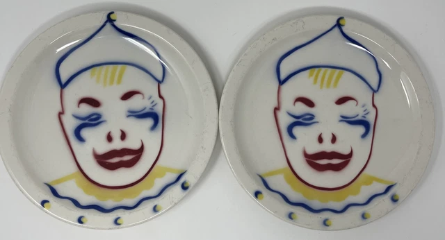 UNION PACIFIC RR 1960, 8" CHILDS PLATE CIRCUS PATTERN SYRACUSE CHINA ,CLOWN Qty2