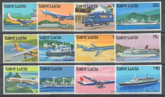 St. Lucia 1980 Transport Set of 12 Stamps SG537/48 Mint Unhinged 31-23