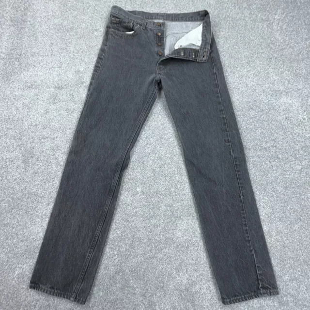 VTG Levis Jeans Men 33 x 32 501 Black Button Fly Denim Pants Faded 90s USA 1992