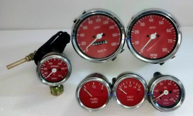 Smiths Replica 52mm-Kit-Temp-Oil Fuel Volt Gauge Tacho-Tachometer 100mm rot