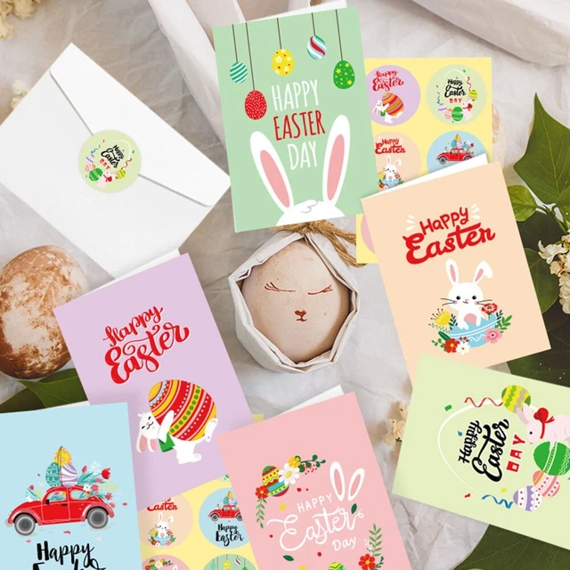 12 Biglietti Di Auguri Pasqua Con Buste E Adesivi - Design Colorato Per Festività - Foto 5