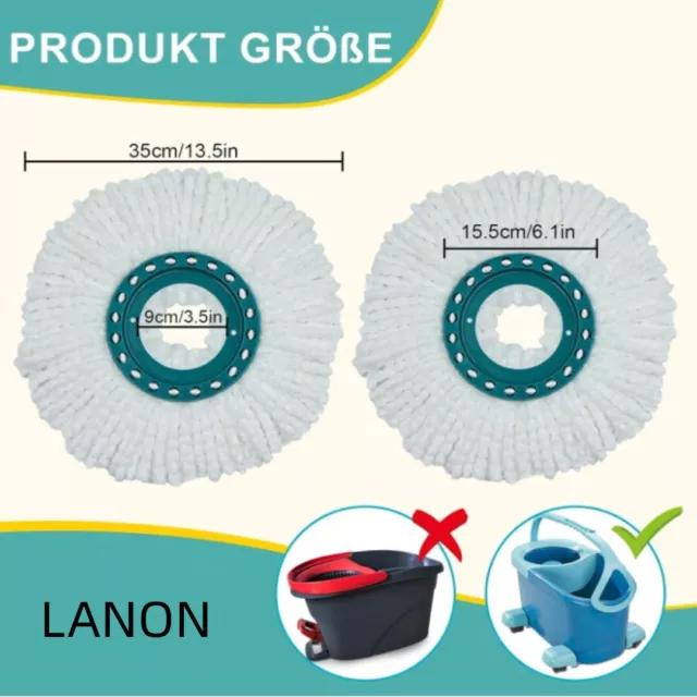 Funda de repuesto para fregona cabezal de repuesto compatible con Leifheit Clean Twist Disc Mop Systèmes 3