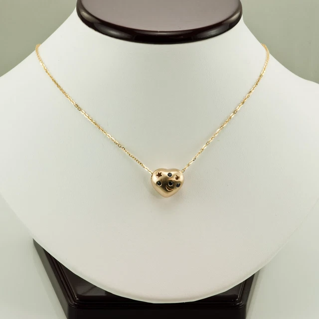 Movado Necklace! Sapphire Reservable Heart Slide Pendant 18K Yellow Gold 16" Movado Necklace! Sapphire Reservable Heart Slide Pendant 18K Yellow Gold 16"