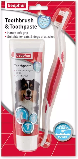 Beaphar Welpe Kätzchen Zahnpflege Set Hunde & Katzen Fleisch Flavour Anti-plaque