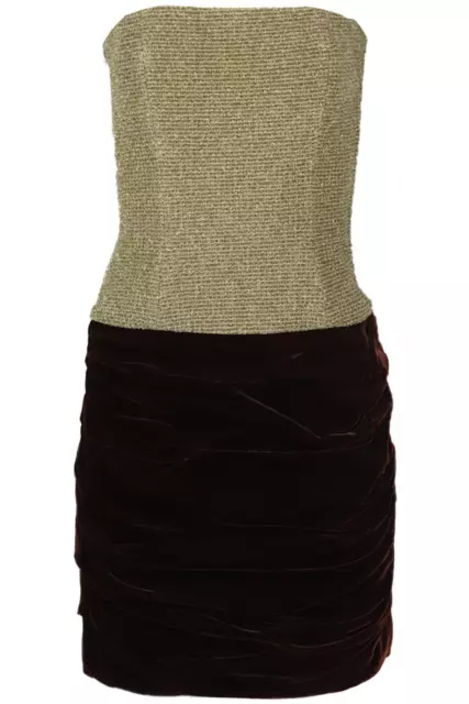 Lanvin Vintage Strapless Ruched Velvet Mini Dress Fr 40 Uk 12