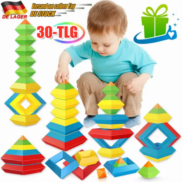 Montessori Spielzeug ab 2 3 4 Jahre, Stapelspiel Babyspielzeug, Motorikspielzeug