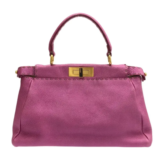 Auth FENDI Peek-A-Boo Iconic Medium (Women's) 8BN211 Pink Leather - Handbag