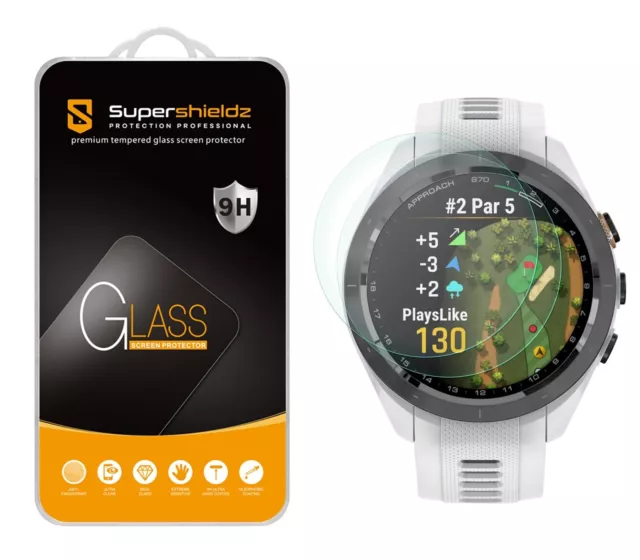 2X Supershieldz Tempered Glass Screen Protector for Garmin Approach S70 (42mm)