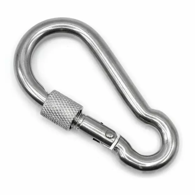 3 " Heavy Duty Metal Screw Lock Carabiner Hook Snap Clip Outdoor Camping 316 SS
