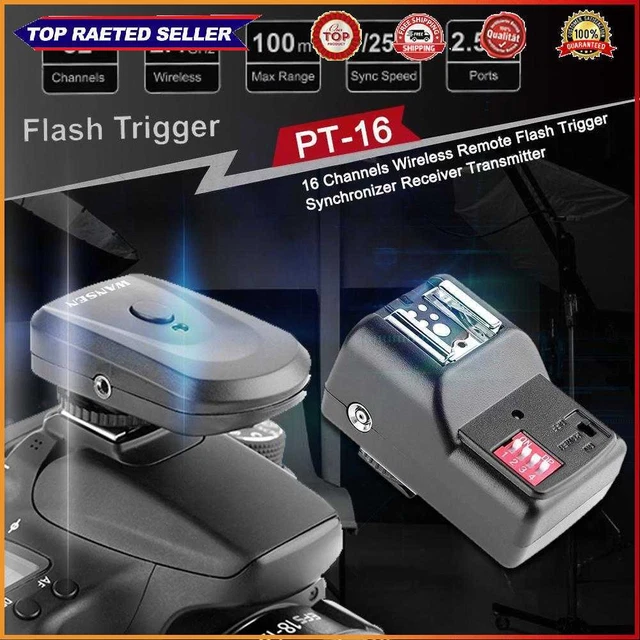 Hot Shoe Flash Lámpara 16 Canales Radio Inalámbrico Receptor Remoto Transmisor