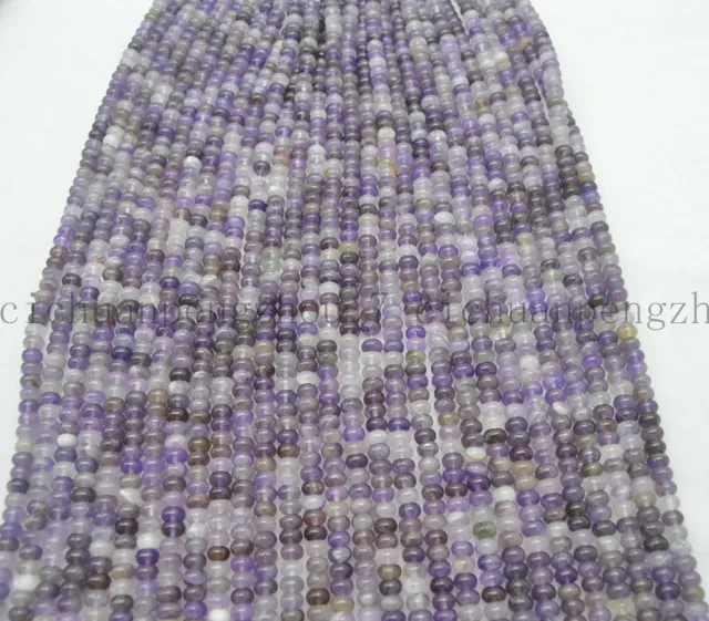 Genuine Natural 4x6mm / 5x8mm Purple Amethyst Rondelle Gems Loose Beads 15'' AA