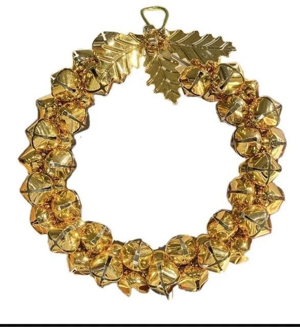 NEU IKEA Qualität Metall Gold Hängedeko, Kranz/Ringle Glocke goldfarben