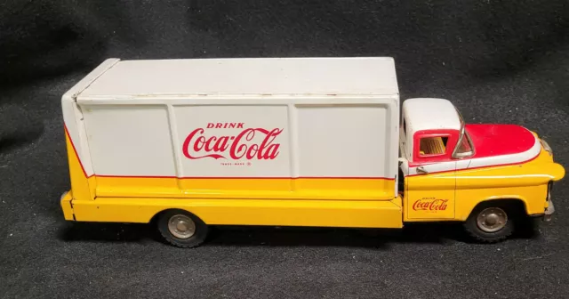 VINTAGE 1950's ALLEN HADDOCK Coca-Cola Tin Lithograph Truck made in Japan USED