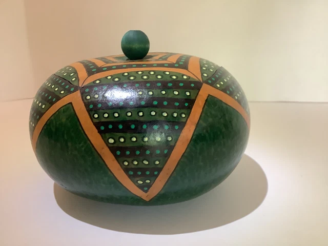 Calabaza Decorativa Vintage Pintada A Mano Firmada R. Merchant - Intrincada Boho