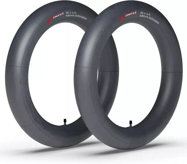 Fincci Pair 26 x 4.0 Inch 48mm Schrader Valve Inner Tubes for Fat Mountain MTB