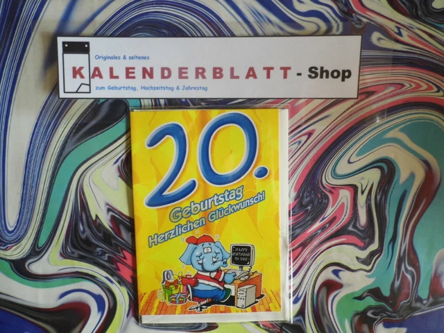 20. GEBURTSTAG GLÜCKWUNSCHKARTE Geburtstagskarte mit UMSCHLAG Geschenk
