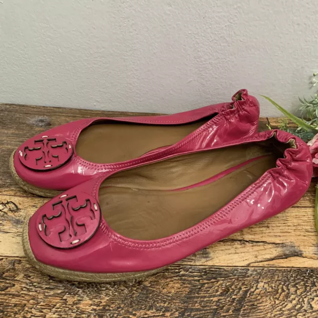 Tory Burch - Hot Pink Leather Espadrille Ballet Flats Womens - Size: 8M