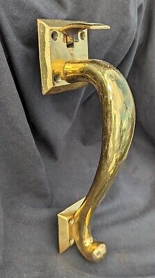 9.5" Antique Vintage Old Curved SOLID Cast Brass Entry Exterior Door Handle Pull