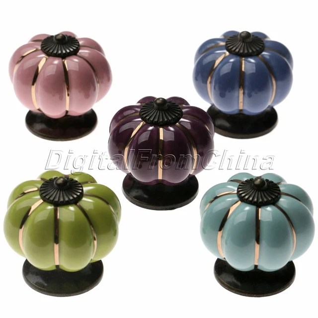 Retro Pumpkin Ceramic  Pull Handle Knobs for Cabinet Dresser Drawer Cupboard