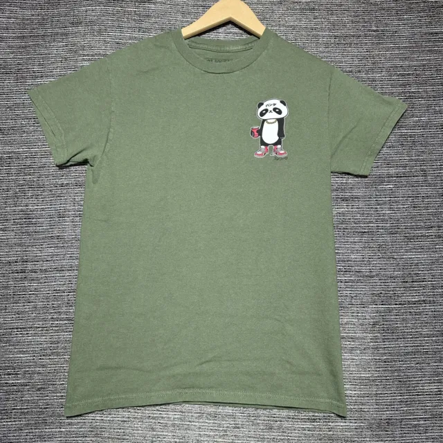 Riot Society T Shirt Men’s S Olive Green Shirt Sleeve Panda 100% Cotton