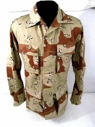 USA BDU SHIRT JACKE NEU VINTAGE Made in USA ORIGINAL Armee AUSGABE CHOC CHIP CAMO S-M 2