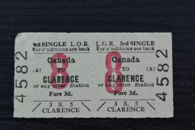 Liverpool Overhead Railway Ticket LOR CANADA to CLARENCE No 4582