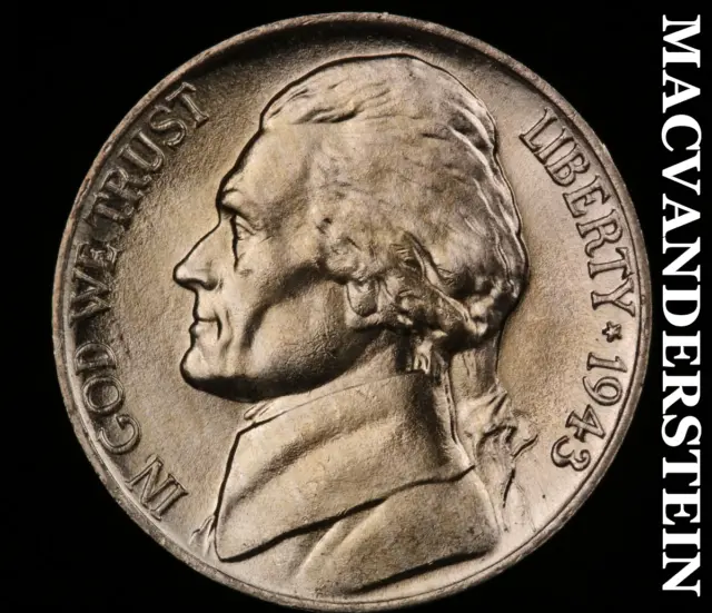 1943-P Jefferson Nickel-Choice Gem Brilliant Uncirculated Lustrous #O602