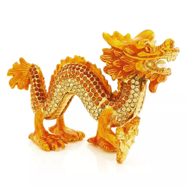 BEJEWELED DRAGON FIGURINE Feng Shui Symbole de bon augure pour la bonne fortune EUR 110,44