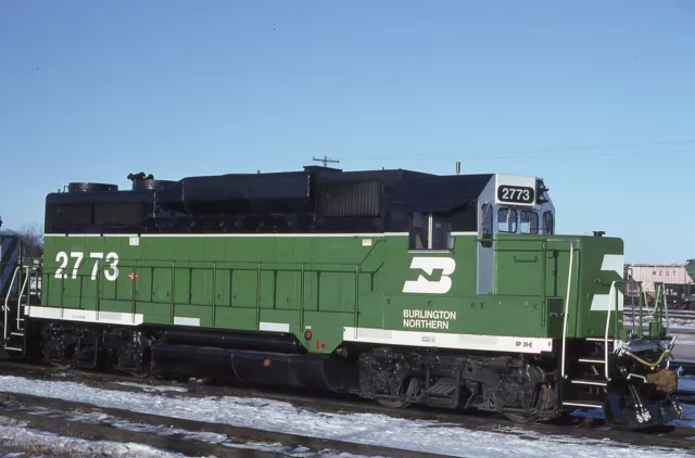 T: Original Slide BN Burlington Northern Whiteface GP39E #2773 - Willmar MN 1991