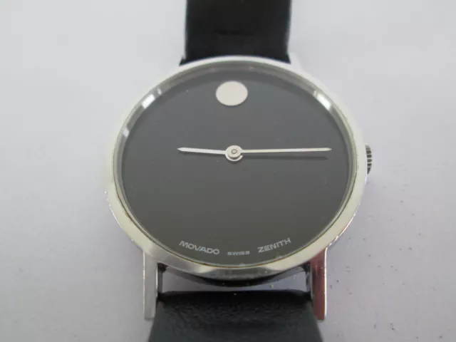 LADIES GENUINE MOVADO Museum Portico Black Designer Dress Watch