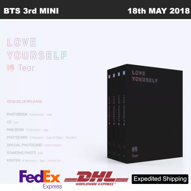 BTS LOVE YOURSELF 轉 Tear 3rd Album 4SET Ver CD+Photobook+Etc Expedited shipping