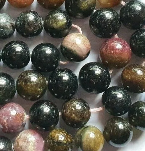 20 Multi Tourmaline 10mm Gemstone Crystal Beads for Jewellery Making 8in RSPCA