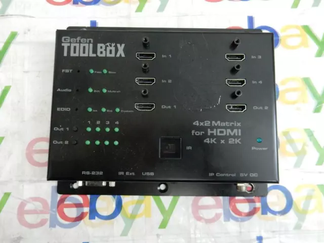 Gefen Toolbox 4x2 Matrix for HDMI GTB-HD4K2K-442-BLK Power Adapter not Included