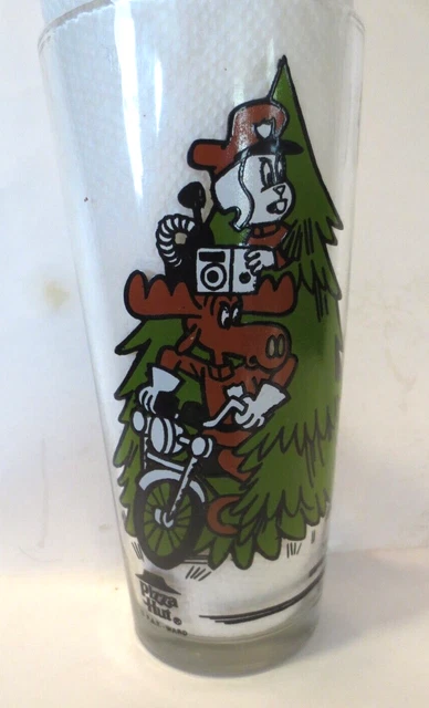 Vintage Rocky Bullwinkle Boris Pizza Hut Glass CB Lingo !!! Vintage Rocky Bullwinkle Boris Pizza Hut Glass CB Lingo !!!