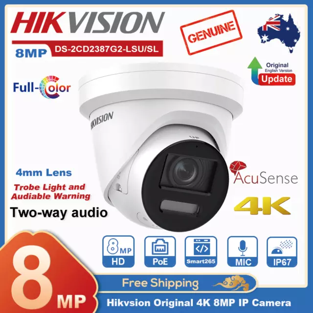 4K Hikvision 8MP ColorVu AcuSense DS-2CD2387G2-LSU/SL IP Camera 2 way audio 4mm