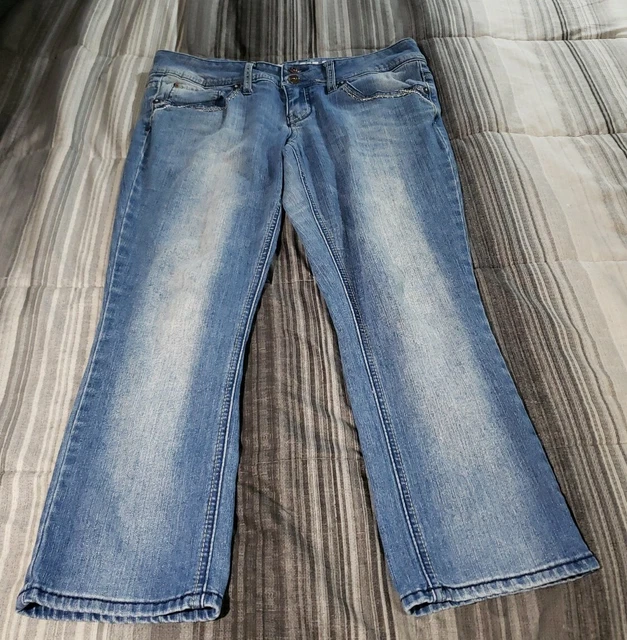 Hydraulic Women Jeans 11/12 Lola Curvy Crop Capri Stretch Med Wash 32x24