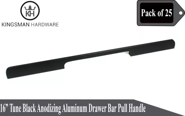 Set of 25 - 16' Tune Series Anodizing Aluminum Black Cabinet Bar Pull Handle
