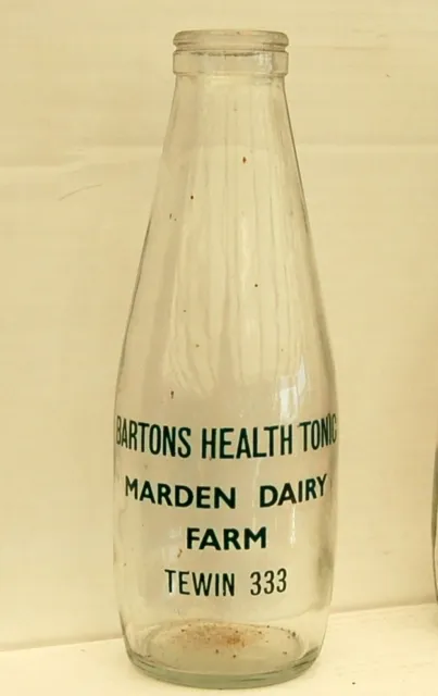 milk bottle :  lovely old Bartons " Health Tonic " Tewin dairy