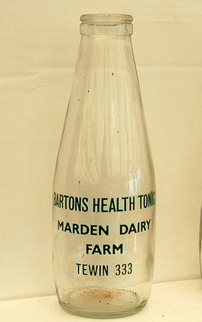 milk bottle :  lovely old Bartons " Health Tonic " Tewin dairy