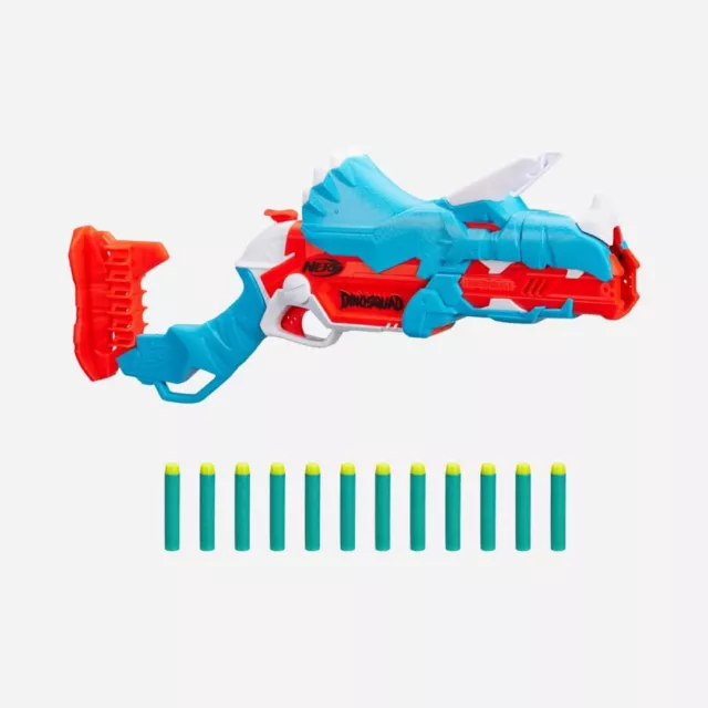 NERF Dinosquad Multicolour Tricera-blast Blaster Toy Brand New
