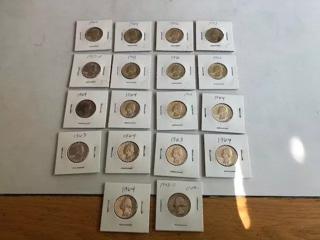 Old Washington Quarters $5.00 Face Value 90% Silver 20 Coin Bulk Lot Collection
