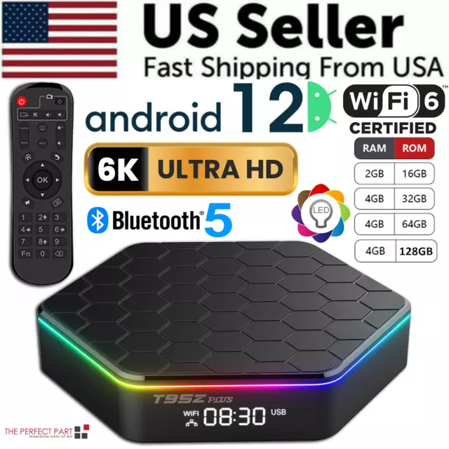 2024 Actualizado T95Z Plus Smart Android 12 TV Box Cuatro Núcleos 6K 4K HD Stream Player