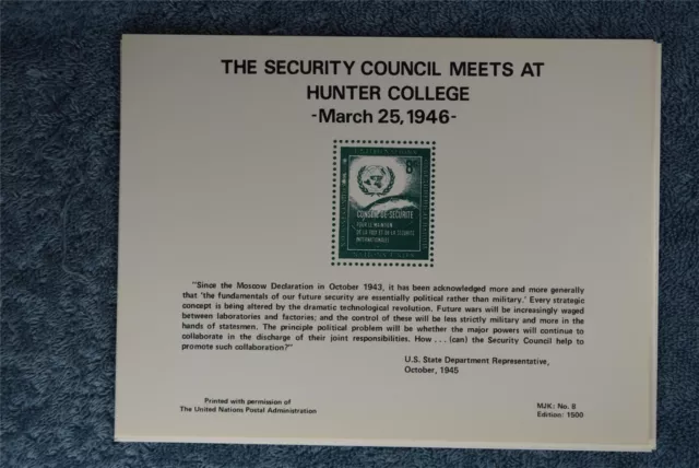 UN Security Council Meets at Hunter College Souvenir Card