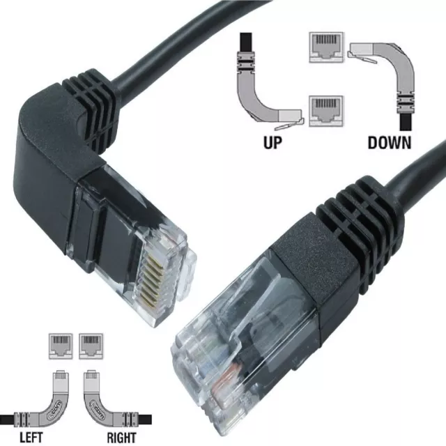 RJ45 Network Ethernet Cable Right Angled 90 Degree Head Cat5e LAN Patch 1m 2m 3m