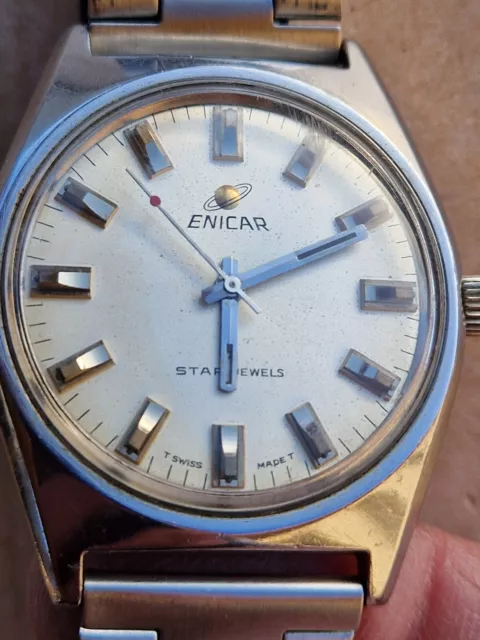 ENICAR Ocean Pearl Star 2375 vintage steel acier mecanic 160  working 37mm NR