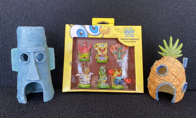 6 pc Spongebob Squarpants Aquarium Decorations Ornaments Fish Tank Penn-Plax