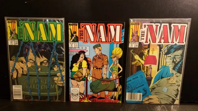 Lot 3 vintage MARVEL The Nam action military Comic Books 1987 1988 1989 31 15 25
