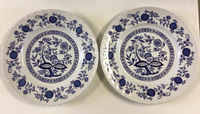 Vintage Set of 2 Enoch Wedgwood Tunstall Blue Heritage Onion 10” Dinner Plates