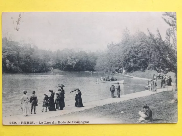 cpa PARIS in 1903 Le LAC du BOIS de BOULOGNE, Mrs PALATRE de NOGENT sur MARNE